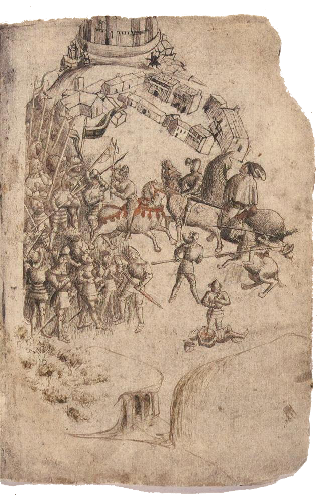 Depiction of the Battle of Bannockburn from the Scotichronicon. (NLS Adv.MS. 35.1.7)